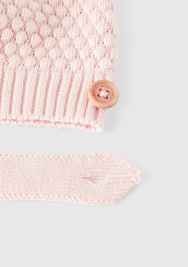  Bebek Toz Pembe 3D Dikişli İpli ve Düğmeli Şapka