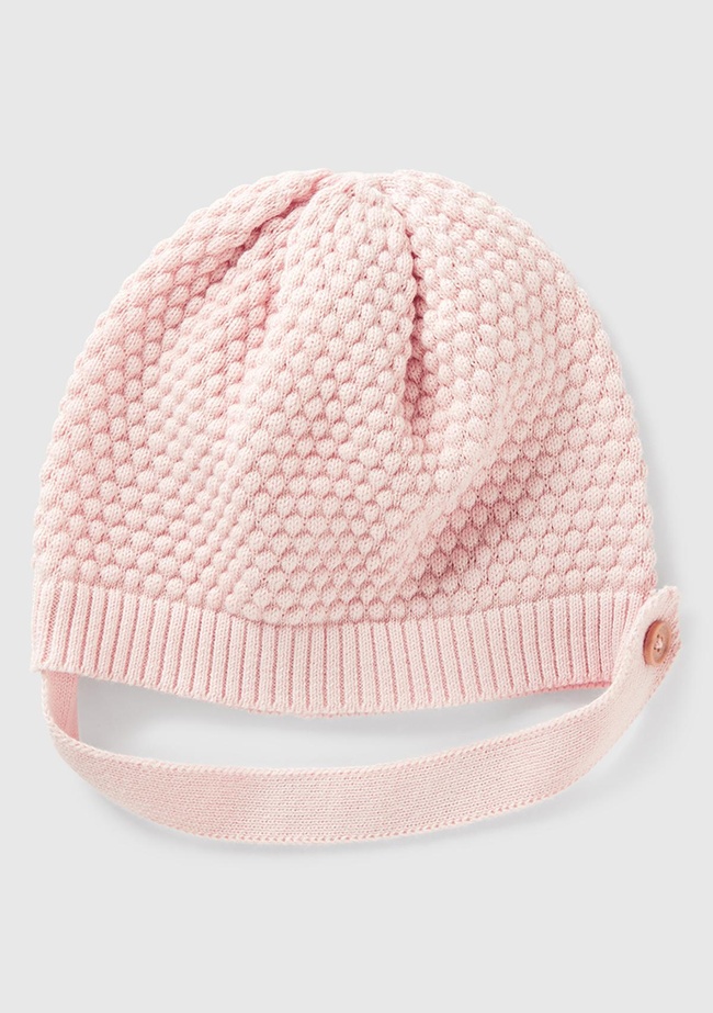  Bebek Toz Pembe 3D Dikişli İpli ve Düğmeli Şapka