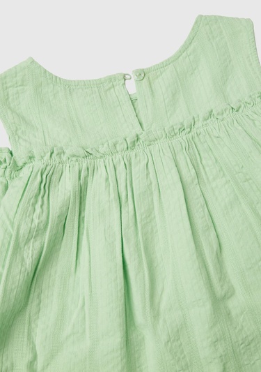  Kız Çocuk Açık Yeşil Omzu Açık Lastik  Detaylı Bisiklet Yaka Bluz