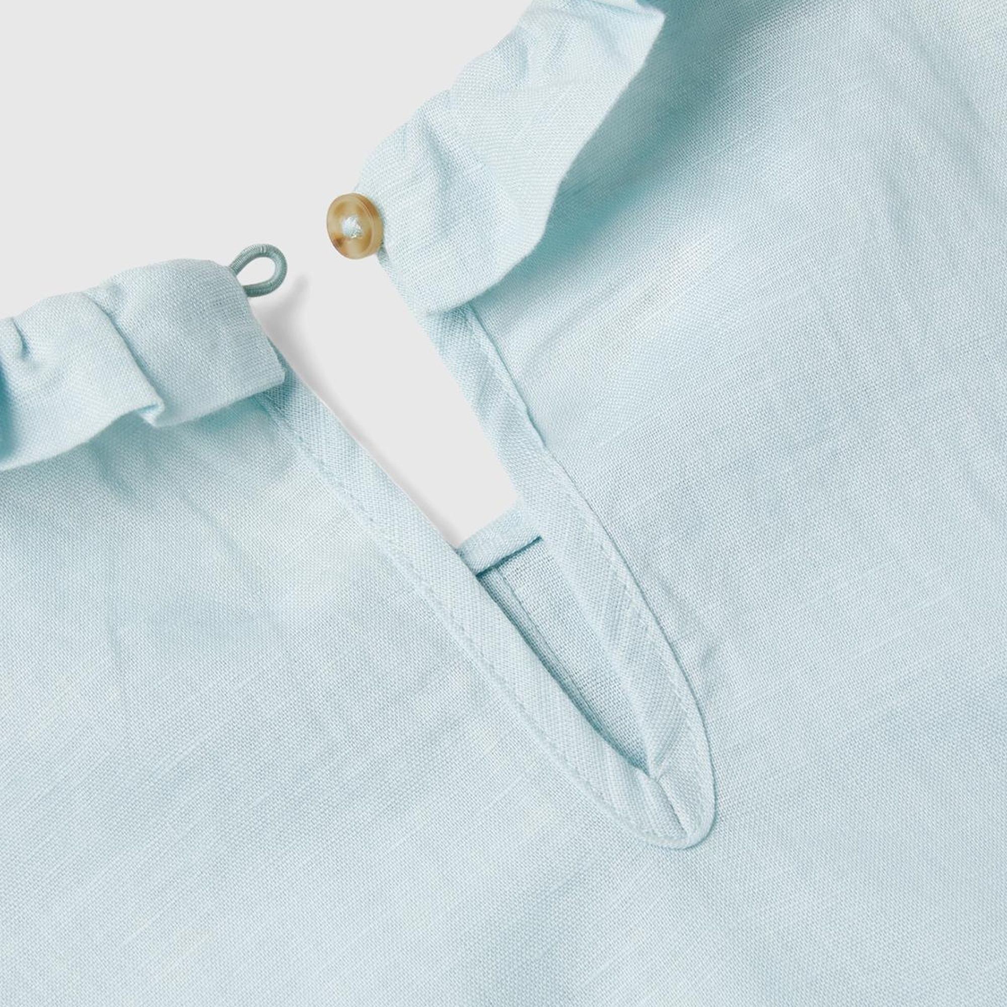 Kız Çocuk Açık Mavi Yakası Fırfırlı Kolsuz Bluz