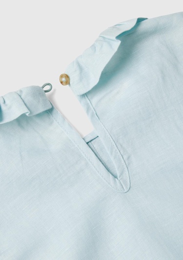  Kız Çocuk Açık Mavi Yakası Fırfırlı Kolsuz Bluz