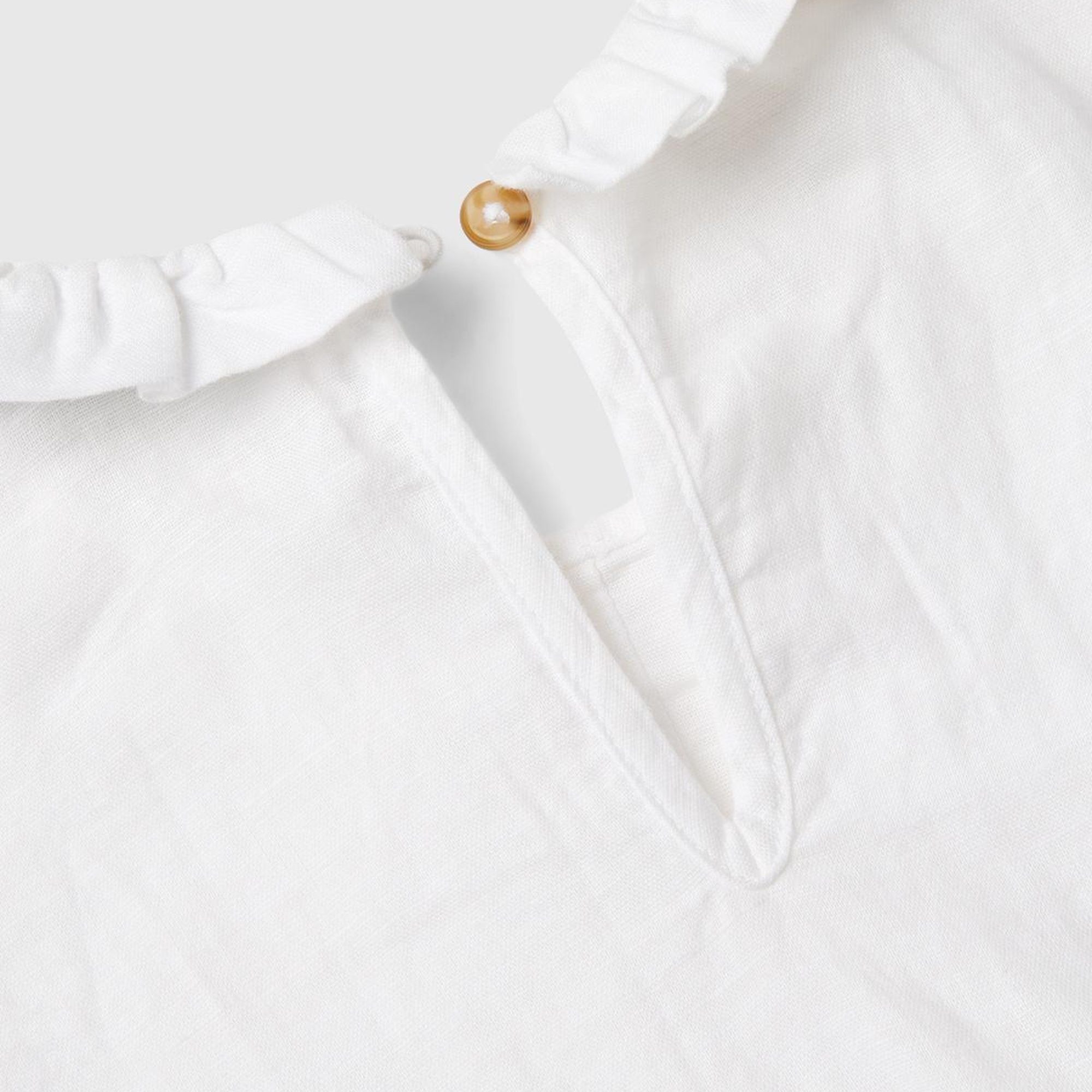 Kız Çocuk Beyaz Yakası Fırfırlı Kolsuz Bluz