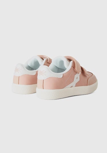  Erkek Çocuk Bej Önü ve Arkası Logo Detaylı Cırtcırtlı Sneaker