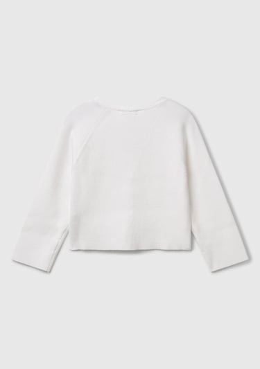  Kız Çocuk Beyaz Viskoz Karışımlı Nervür Motifli V Yaka Hırka