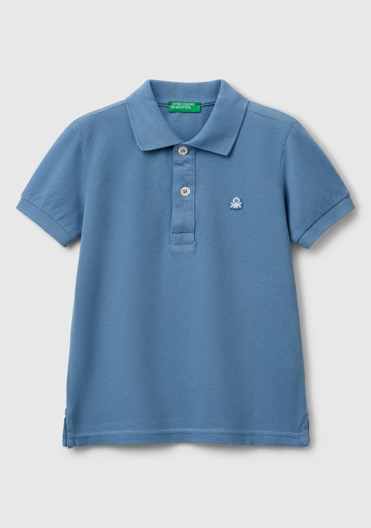  Erkek Çocuk Havacı Mavi Logolu Pike Polo T-Shirt