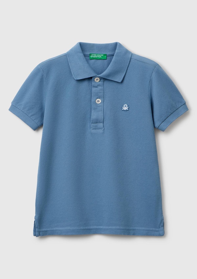  Erkek Çocuk Havacı Mavi Logolu Pike Polo T-Shirt