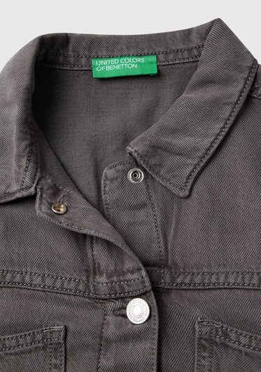  Kız Çocuk Antrasit %100 Liyosel Logo Detaylı Önü Yama Cepli Ceket