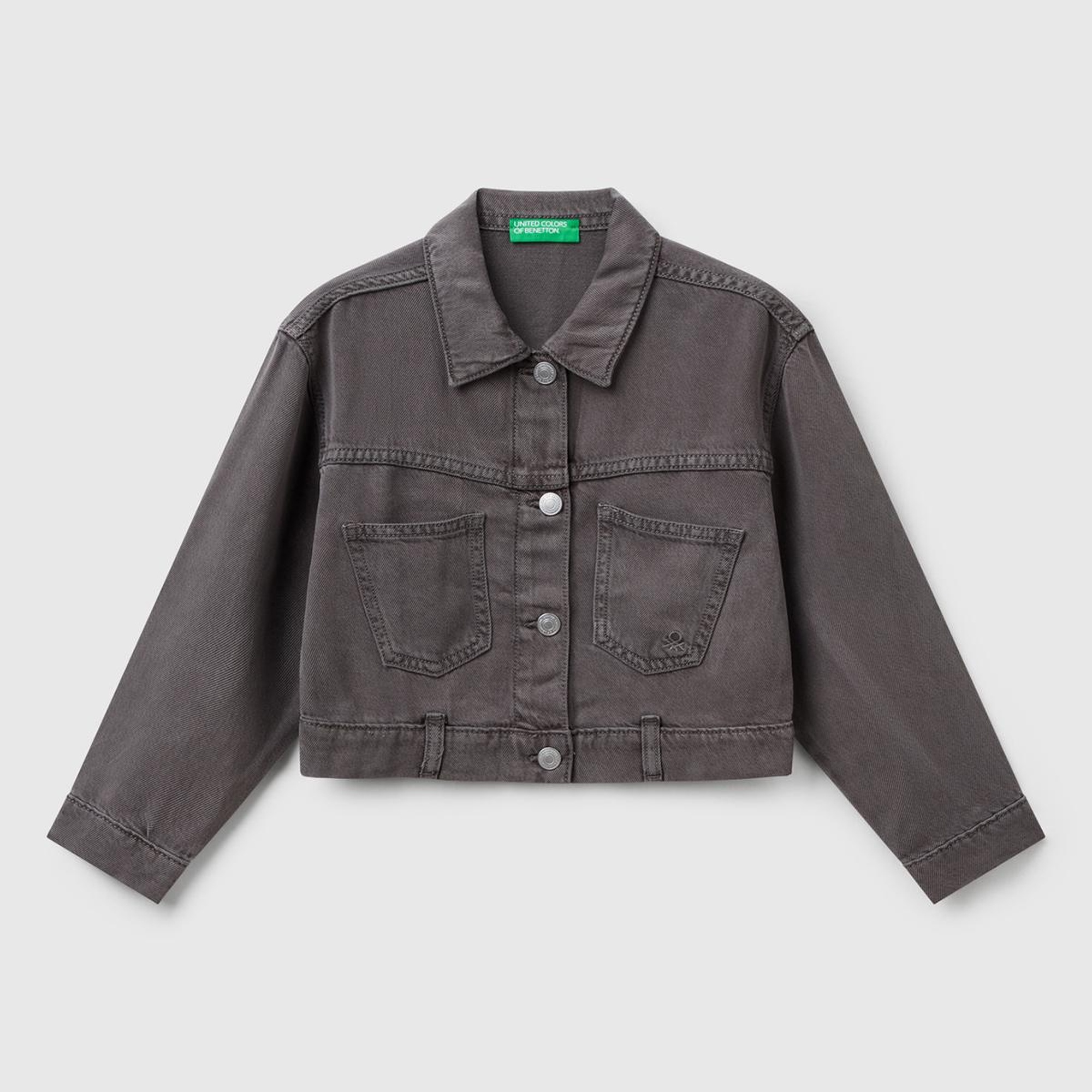 Kız Çocuk Antrasit %100 Liyosel Logo Detaylı Önü Yama Cepli Ceket