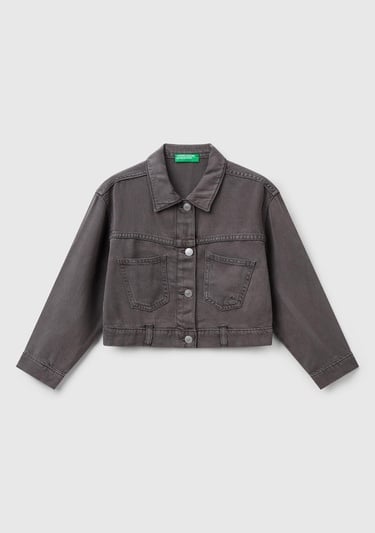  Kız Çocuk Antrasit %100 Liyosel Logo Detaylı Önü Yama Cepli Ceket