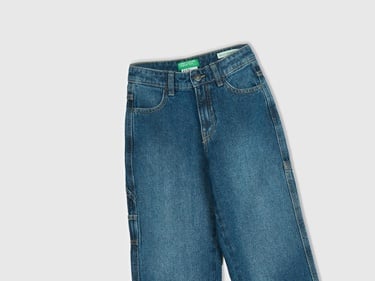  Erkek Çocuk Lacivert Tek Kargo Cepli Denim Pantolon