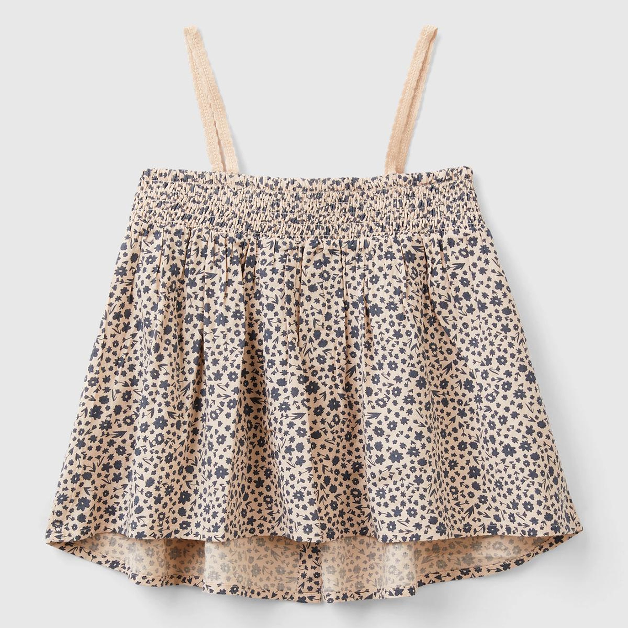 Kız Çocuk Kahverengi Mix Önü Düğmeli Arkası Elastik Bantlı Desenli Bluz