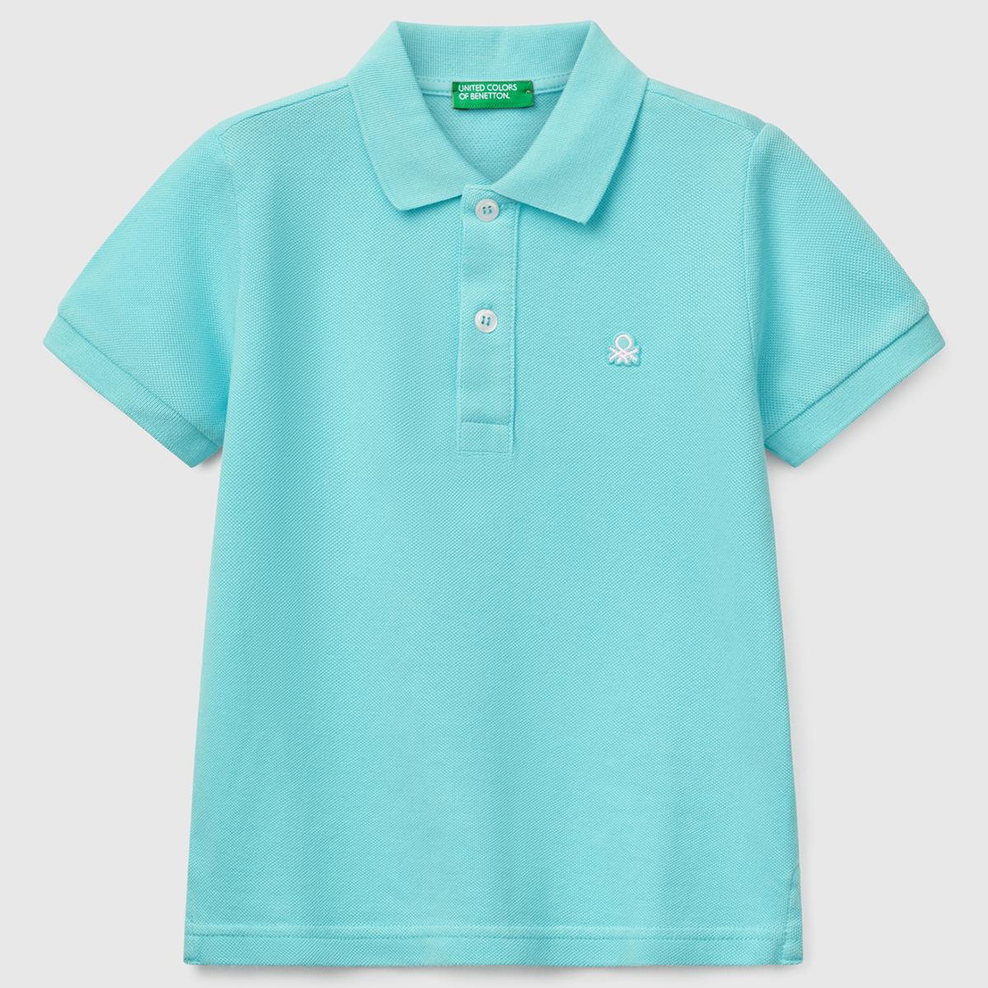 Erkek Çocuk Su Yeşili Logolu Pike Polo T-Shirt