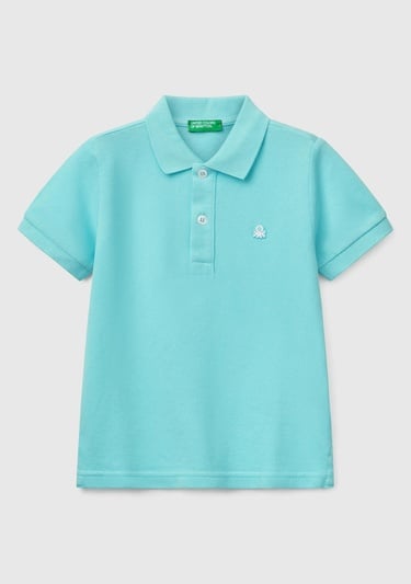  Erkek Çocuk Su Yeşili Logolu Pike Polo T-Shirt