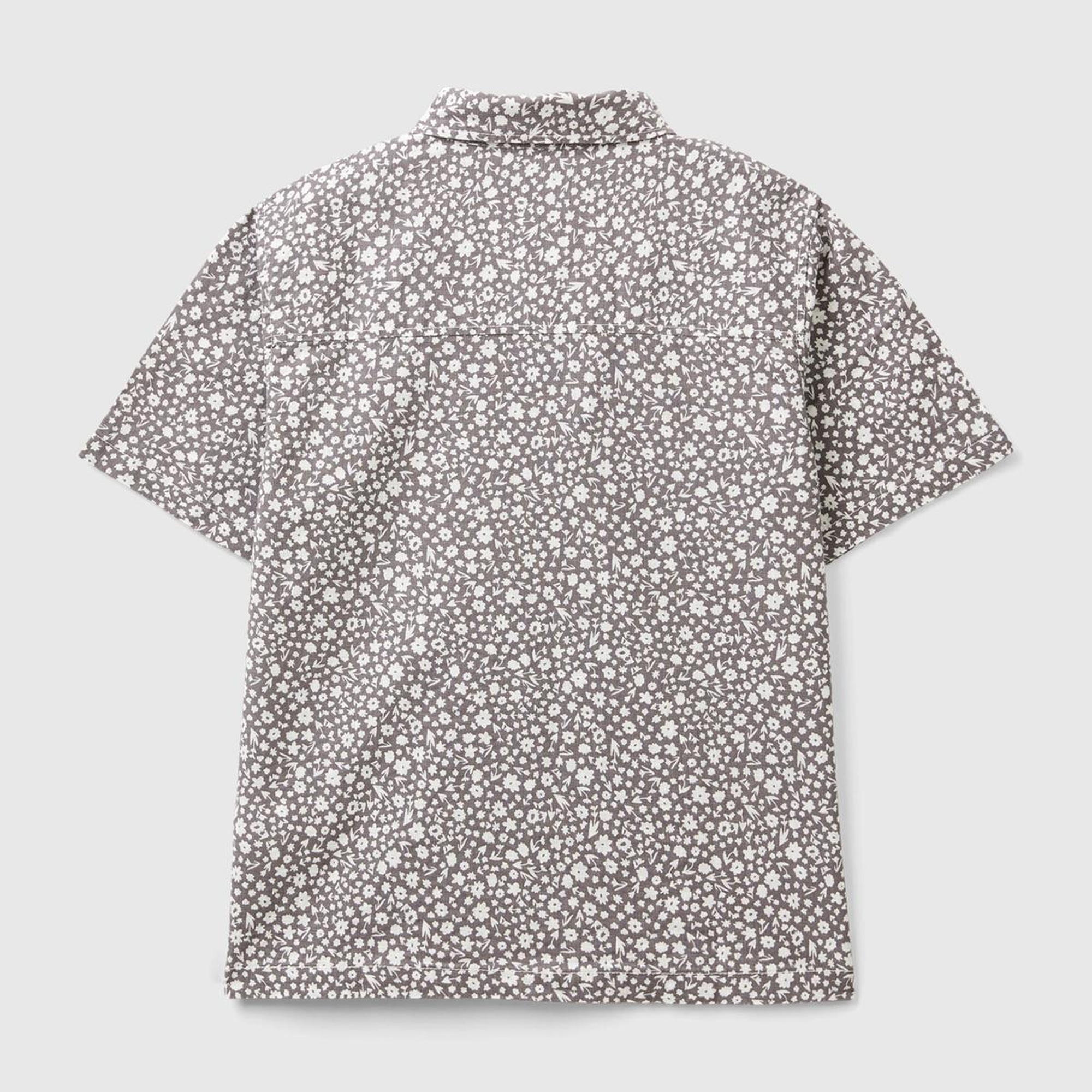 Erkek Çocuk Gri Tamamı Desenli Kısa Kollu Gömlek