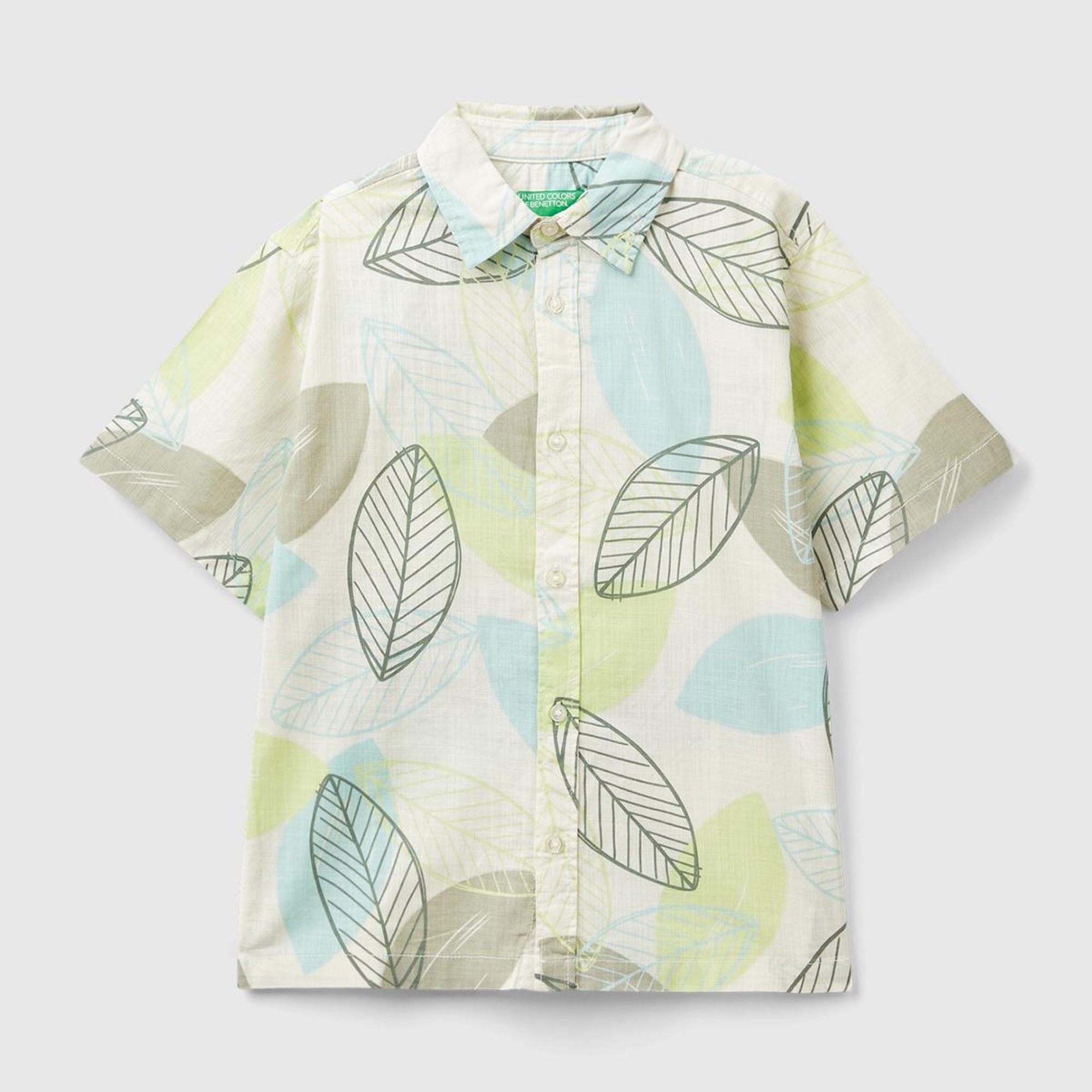 Erkek Çocuk Yeşil Mix Tamamı Desenli Kısa Kollu Gömlek