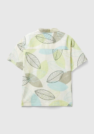  Erkek Çocuk Yeşil Mix Tamamı Desenli Kısa Kollu Gömlek