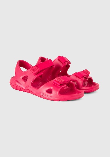  Erkek Çocuk Fuşya Tek Renk Çift Bantlı Eva Taban Sandalet