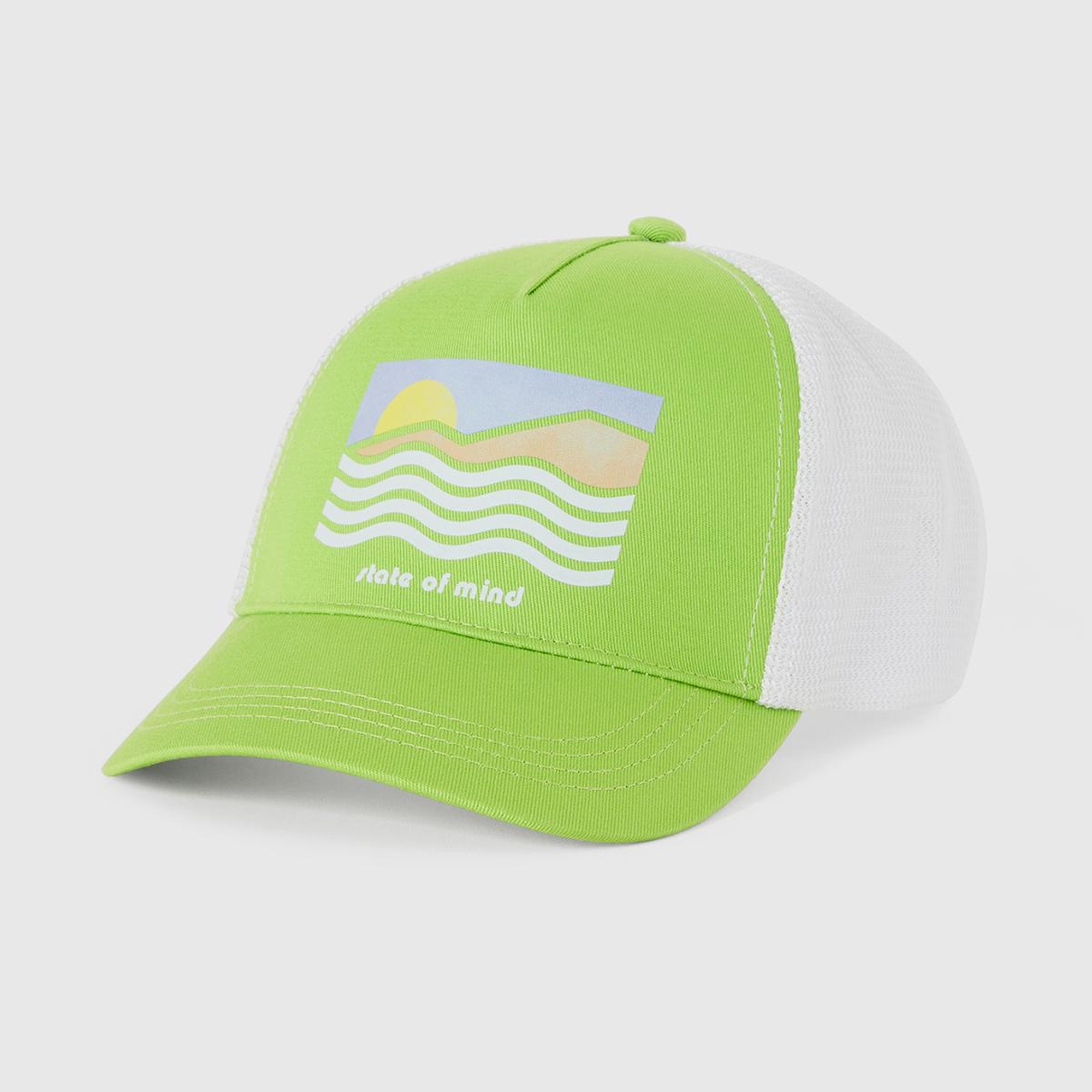 Erkek Çocuk Neon Yeşil Önü Grafik Baskılı Arkası File Detaylı Cırtcırtlı Kep Şapka