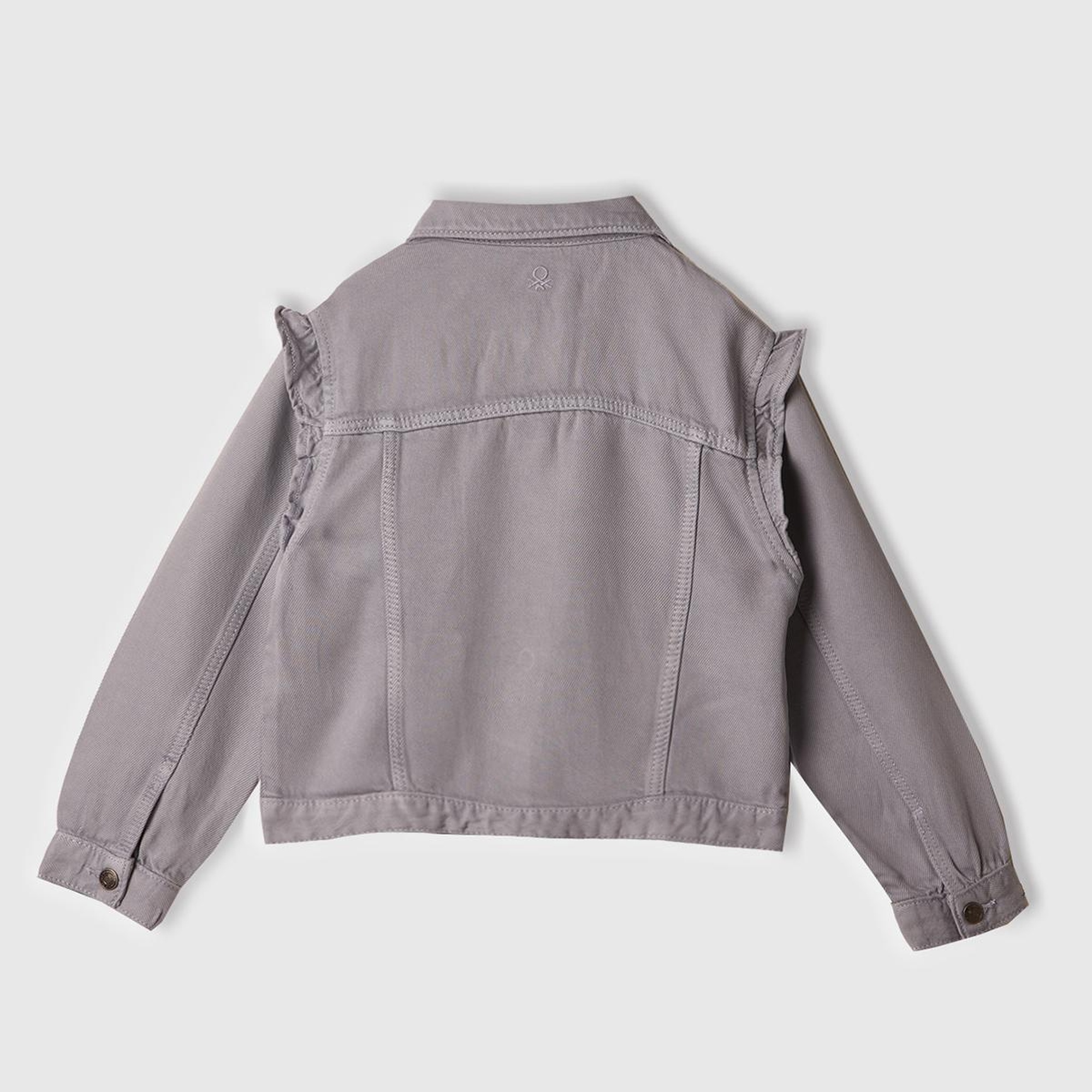 Kız Çocuk Lila %100 Liyosel Taş Yıkama Omzu Fırfırlı Denim Ceket