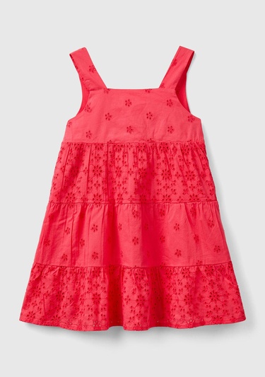  Kız Çocuk Fuşya Arkası Üçgen Detaylı Yandan Gizli Fermuarlı Elbise