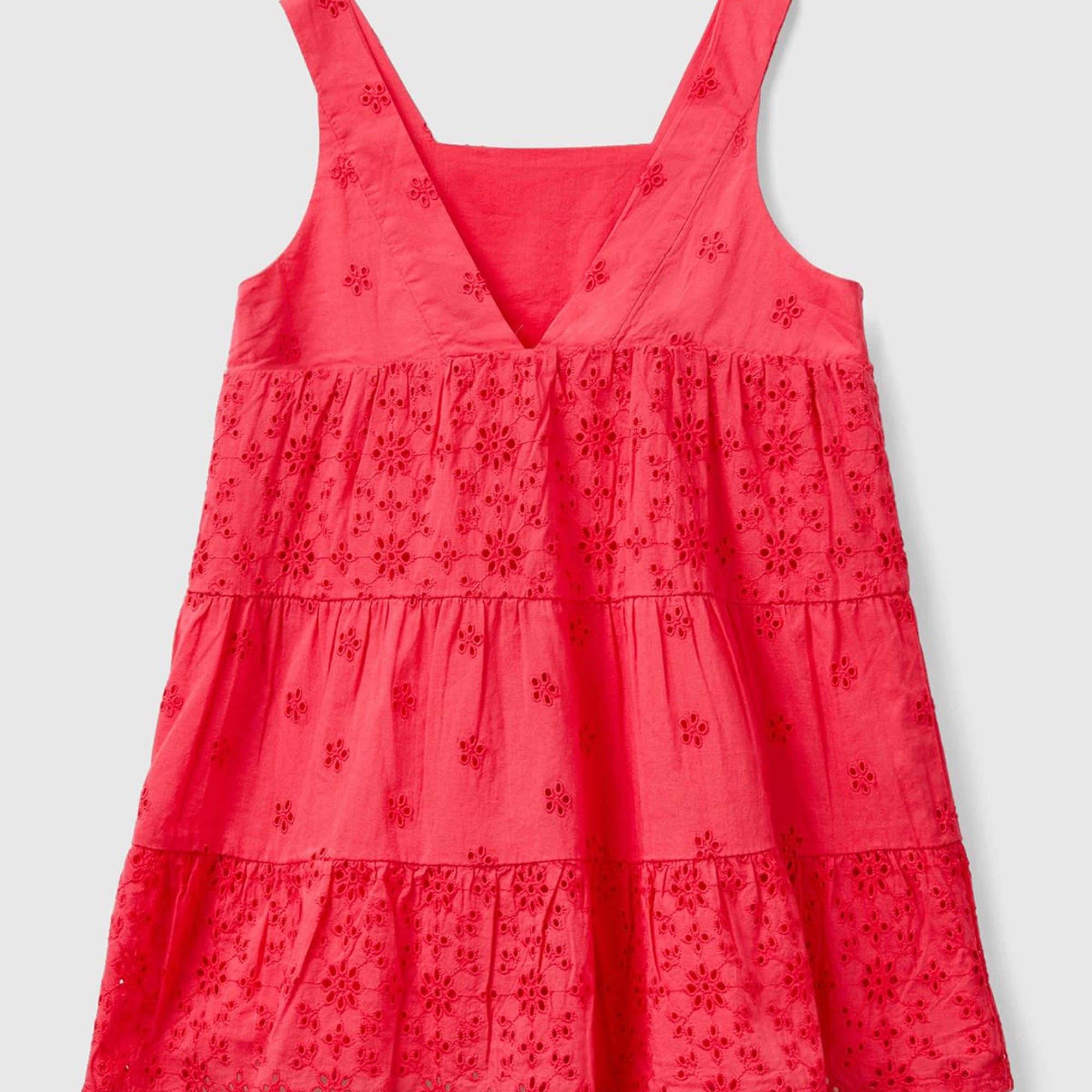 Kız Çocuk Fuşya Arkası Üçgen Detaylı Yandan Gizli Fermuarlı Elbise