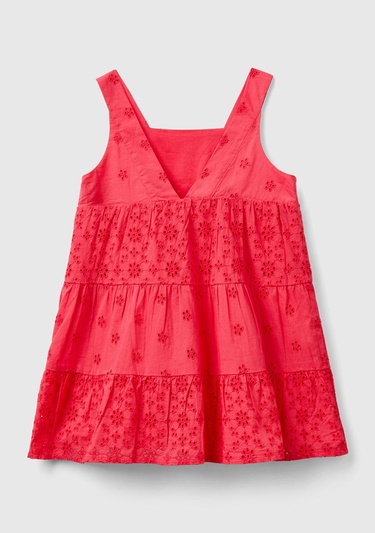  Kız Çocuk Fuşya Arkası Üçgen Detaylı Yandan Gizli Fermuarlı Elbise