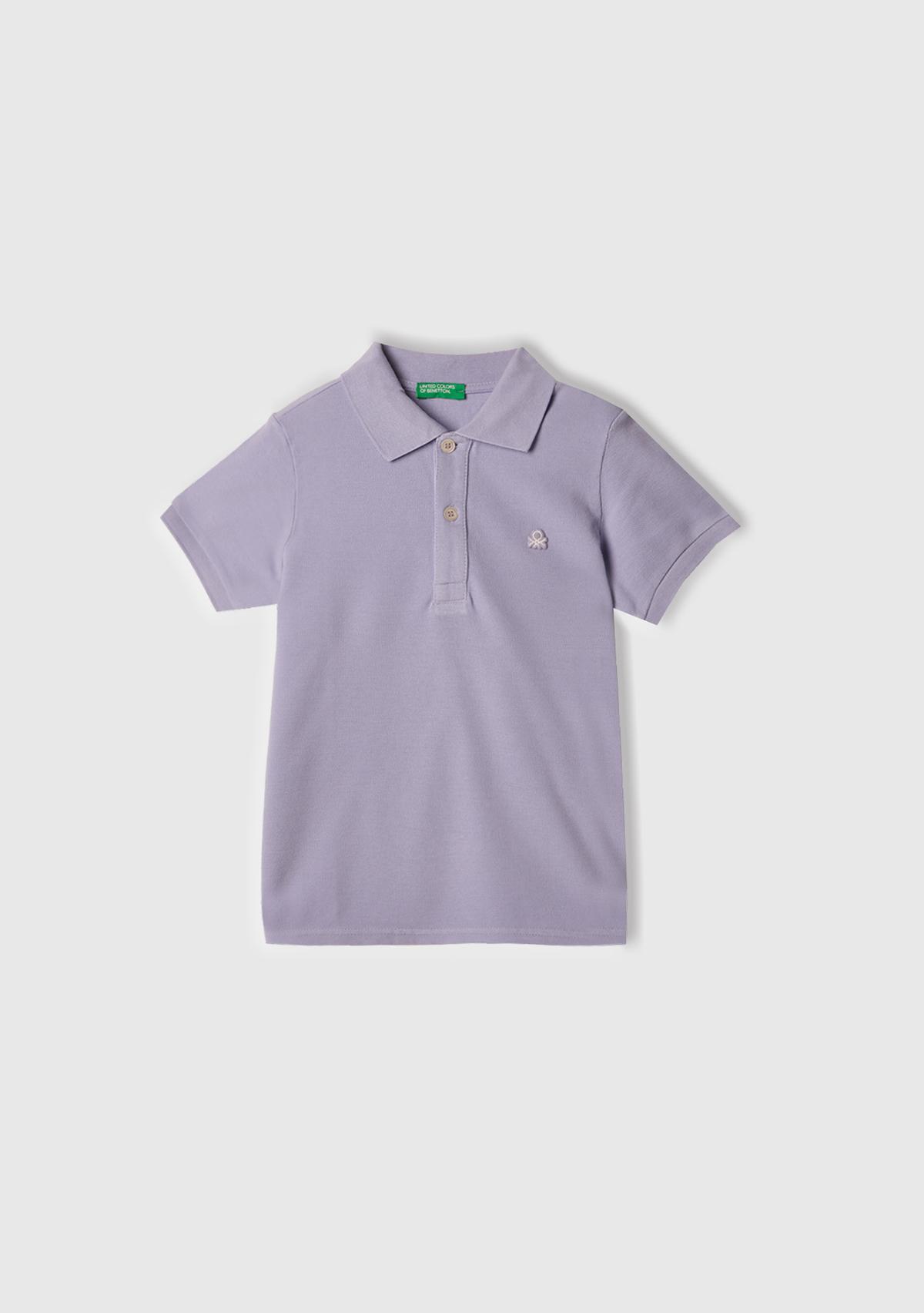  Erkek Çocuk Mor Logolu Pike Polo T-Shirt