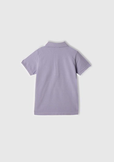  Erkek Çocuk Mor Logolu Pike Polo T-Shirt