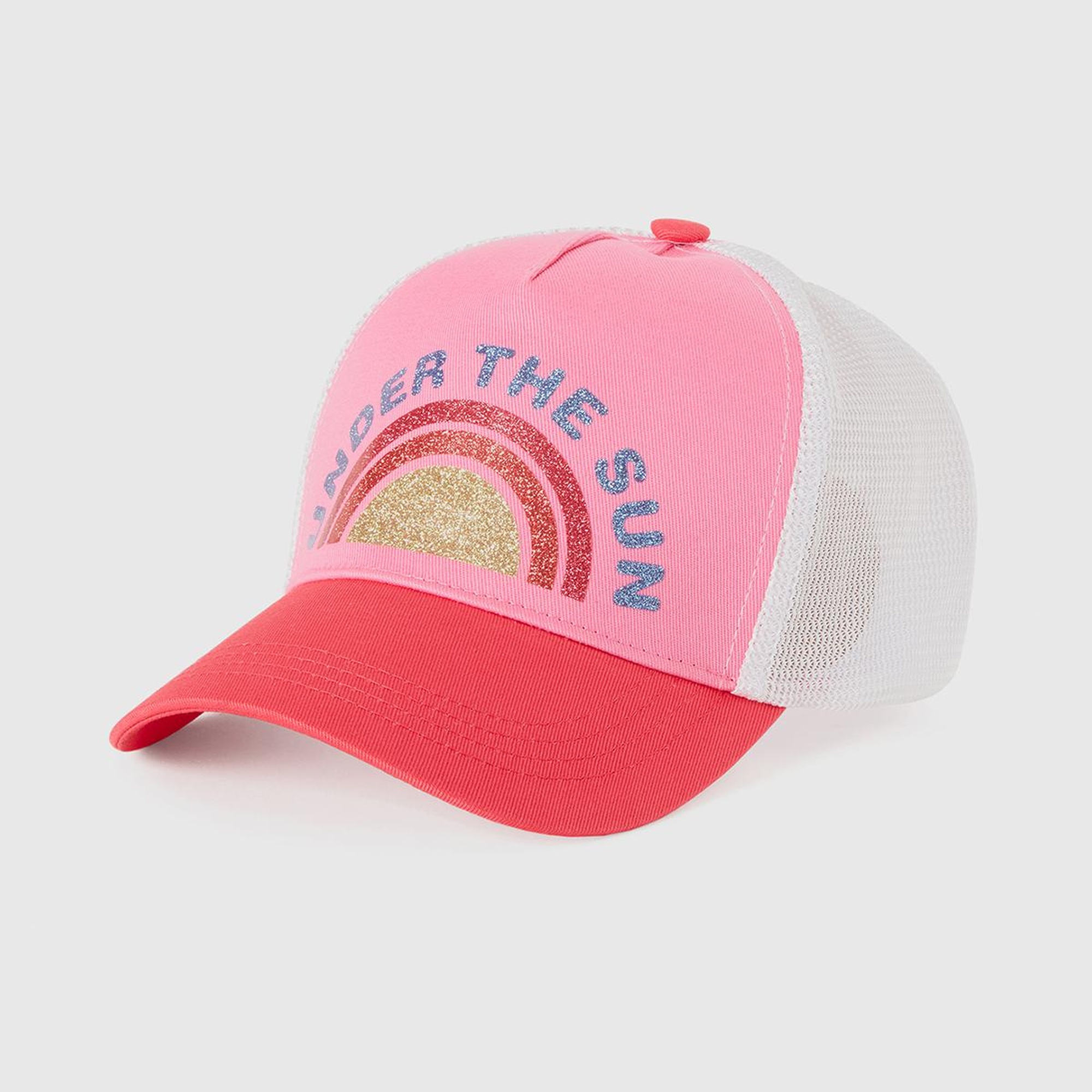 Erkek Çocuk Pembe Önü Grafik Baskılı Arkası File Detaylı Cırtcırtlı Kep Şapka