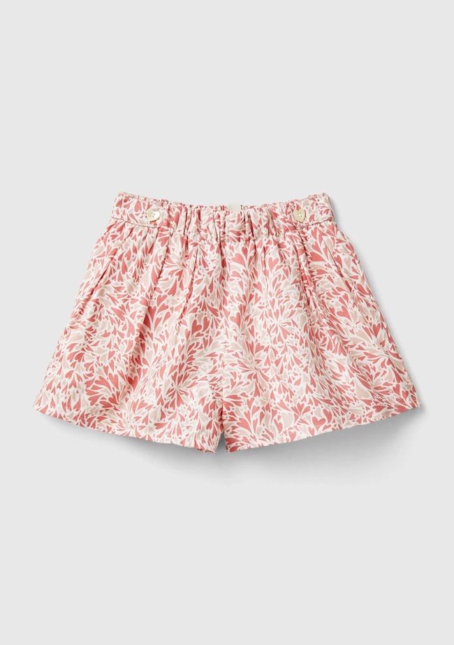  Bebek Pembe Beli Büzgülü Toka Detaylı Pileli Şort Etek