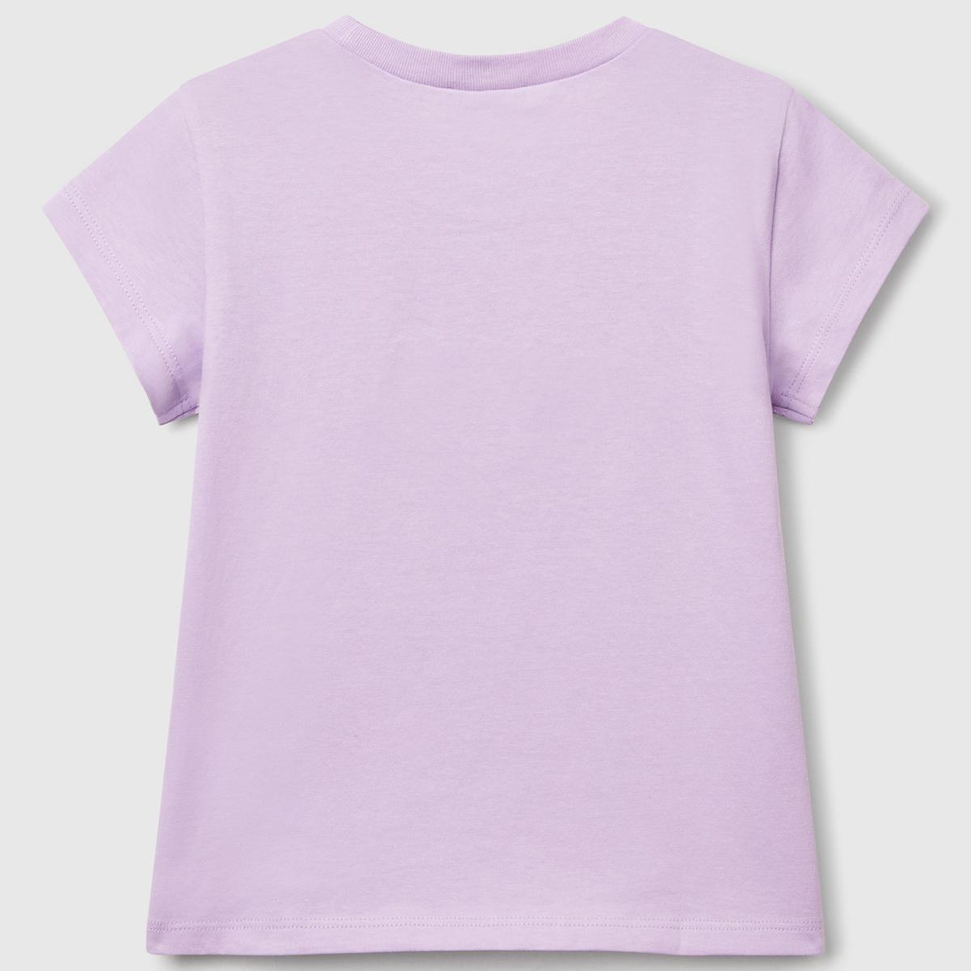 Kız Çocuk Lila Önü Baskılı Bisiklet Yaka T-Shirt