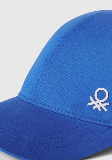  Erkek Çocuk Saks Mavi Önü Logo İşlemeli Ayarlanabilir Kep Şapka