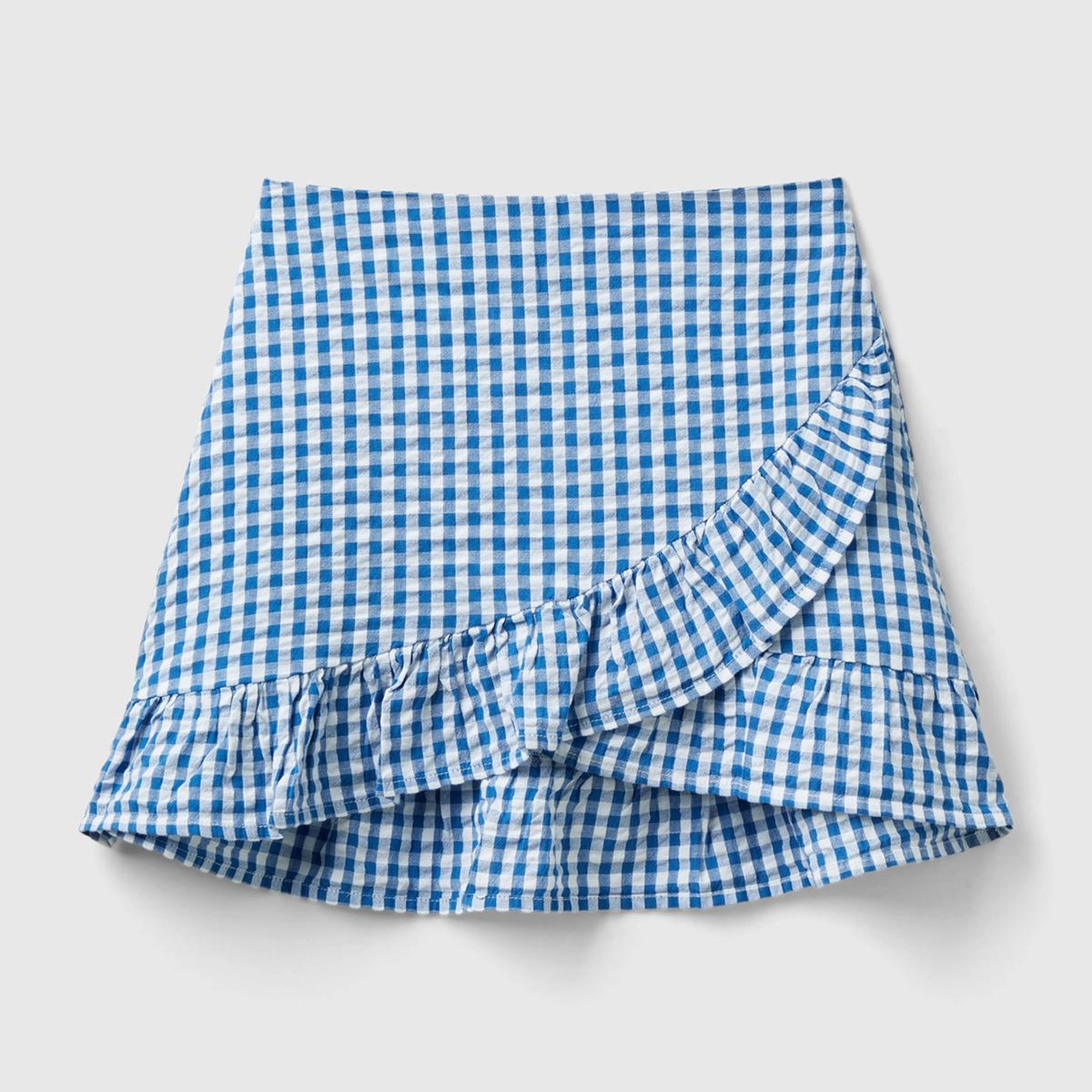 Kız Çocuk Mavi-Beyaz Tamamı Desenli Arkası Elastik Bantlı Anvelop Etek