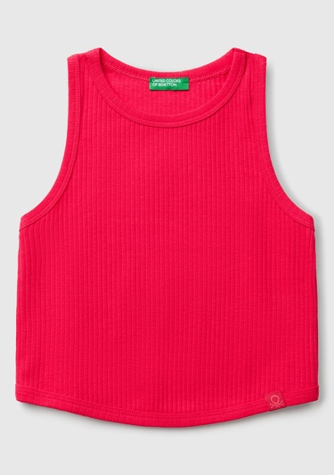  Kız Çocuk Fuşya Fitilli Crop Atlet