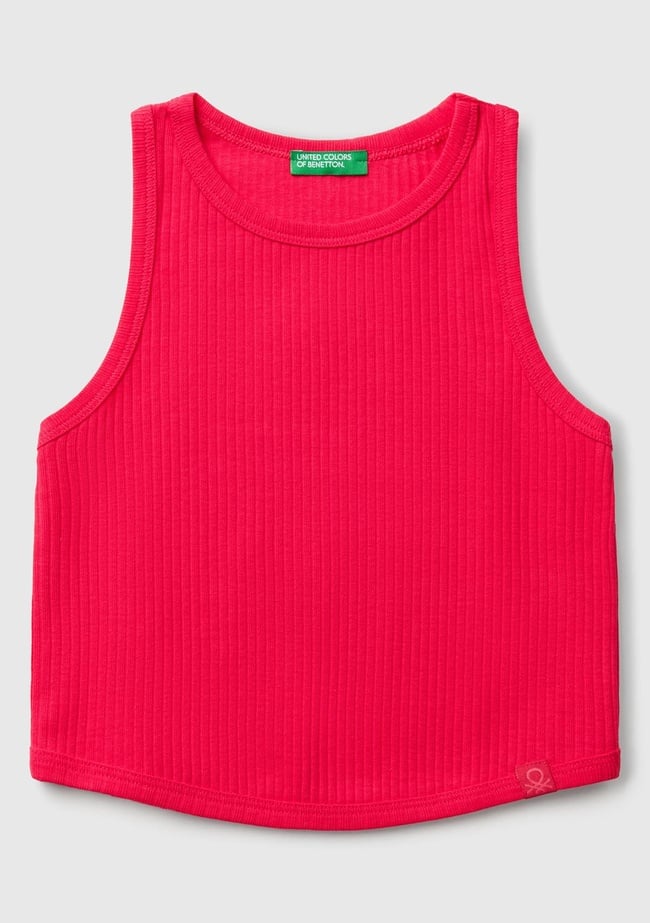  Kız Çocuk Fuşya Fitilli Crop Atlet