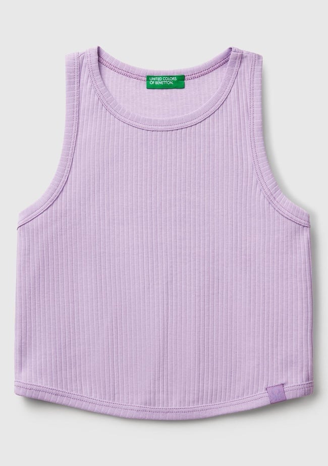  Kız Çocuk Lila Fitilli Crop Atlet