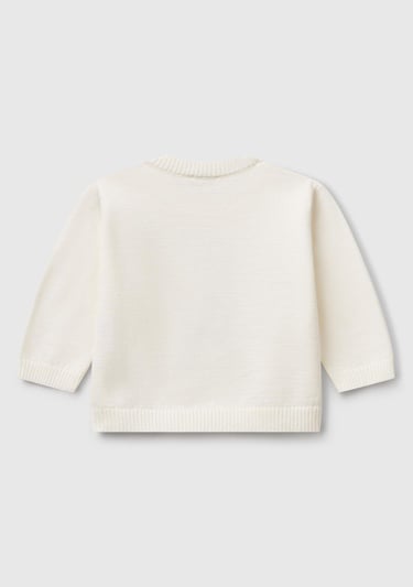  Bebek Beyaz Tavşan İşlemeli Logo Detaylı Bisiklet Yaka Kazak