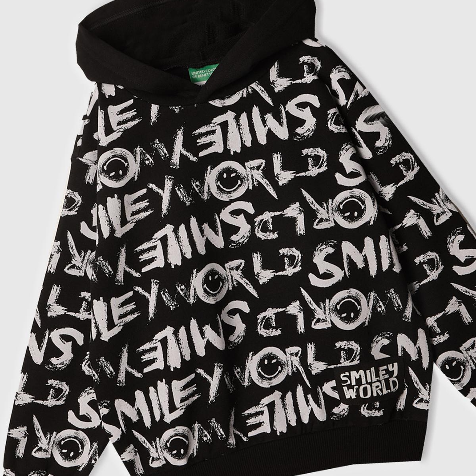 Erkek Çocuk Siyah Tamamı Baskılı Kapüşonlu  Sweatshirt