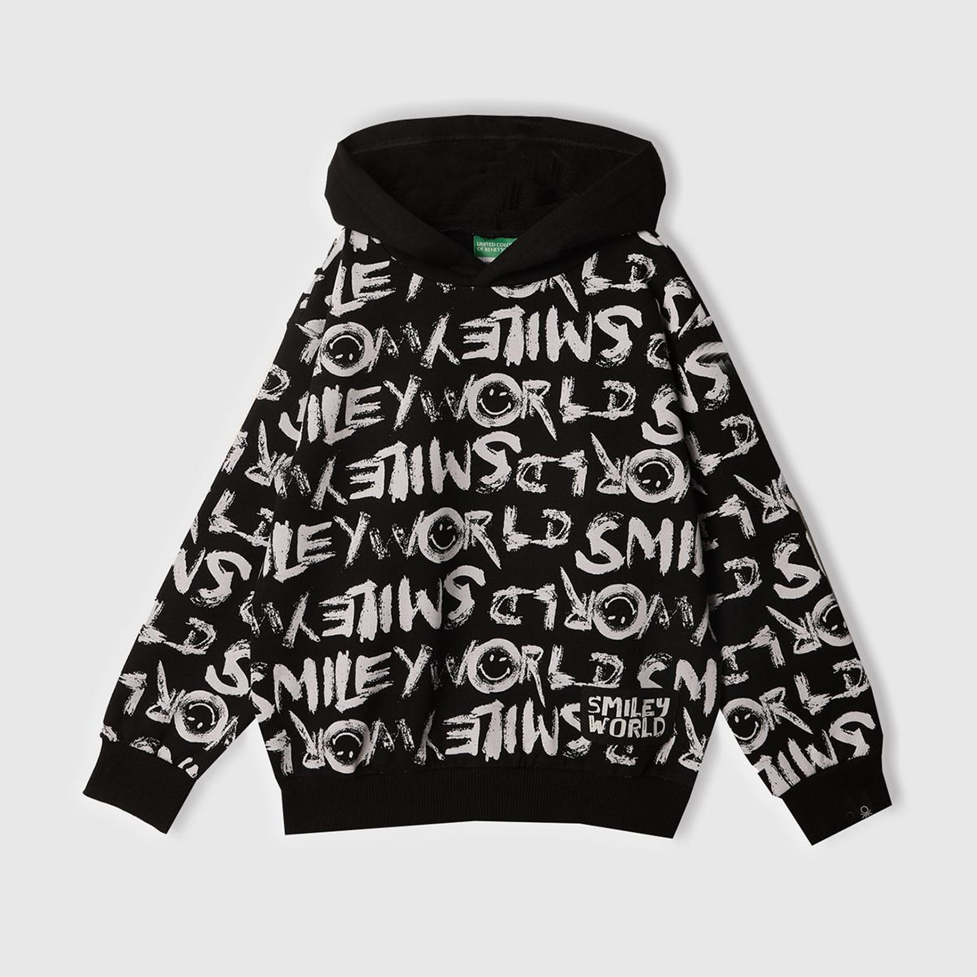 Erkek Çocuk Siyah Tamamı Baskılı Kapüşonlu  Sweatshirt