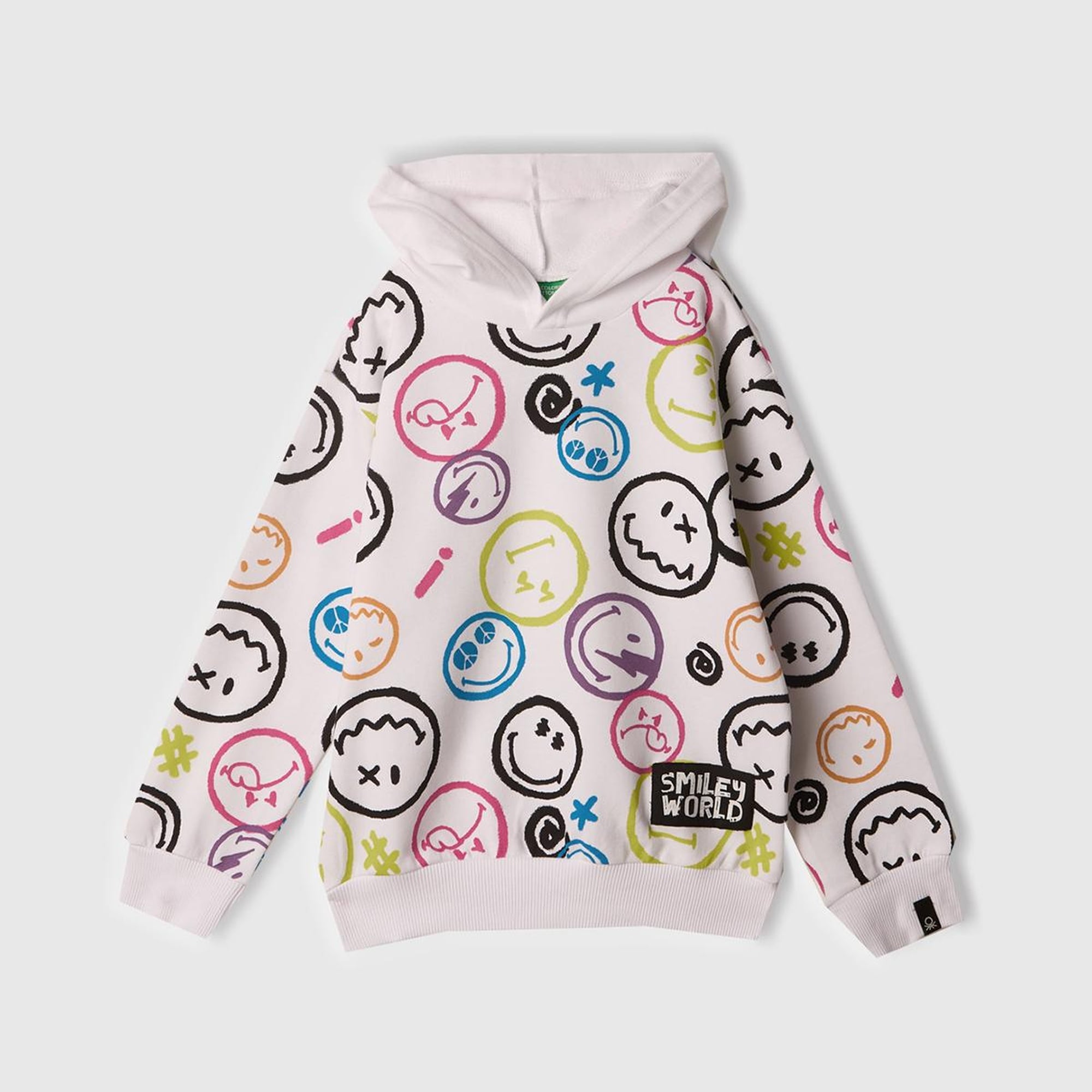 Erkek Çocuk Beyaz Tamamı Baskılı Kapüşonlu  Sweatshirt