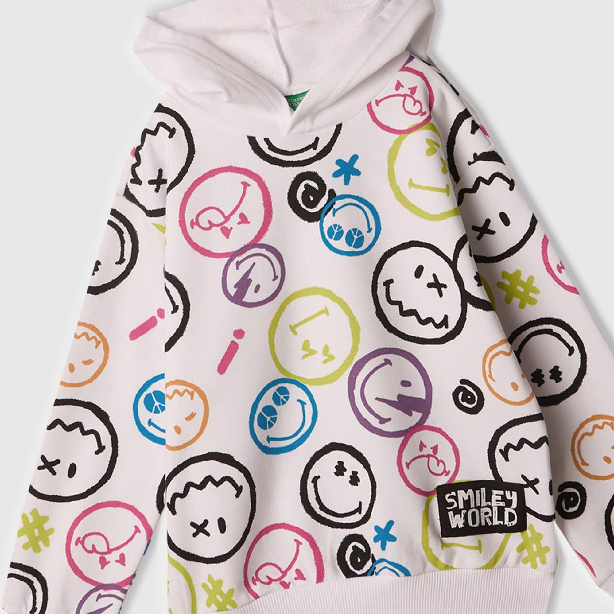 Erkek Çocuk Beyaz Tamamı Baskılı Kapüşonlu  Sweatshirt