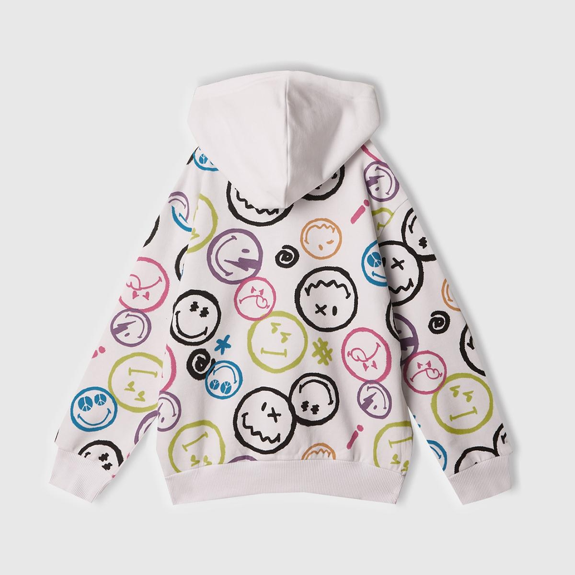 Erkek Çocuk Beyaz Tamamı Baskılı Kapüşonlu  Sweatshirt