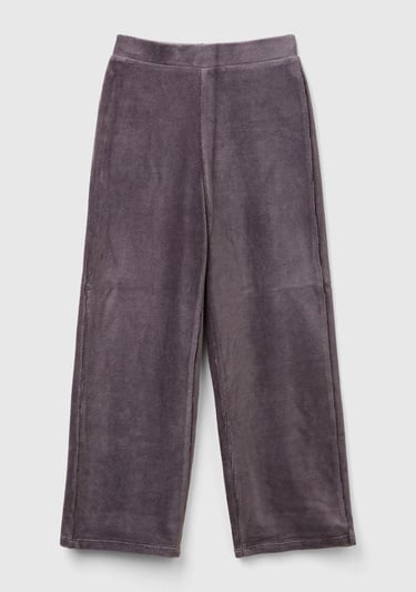  Kız Çocuk Antrasit Arkası Logo İşlemeli Düz Palazzo Pantolon