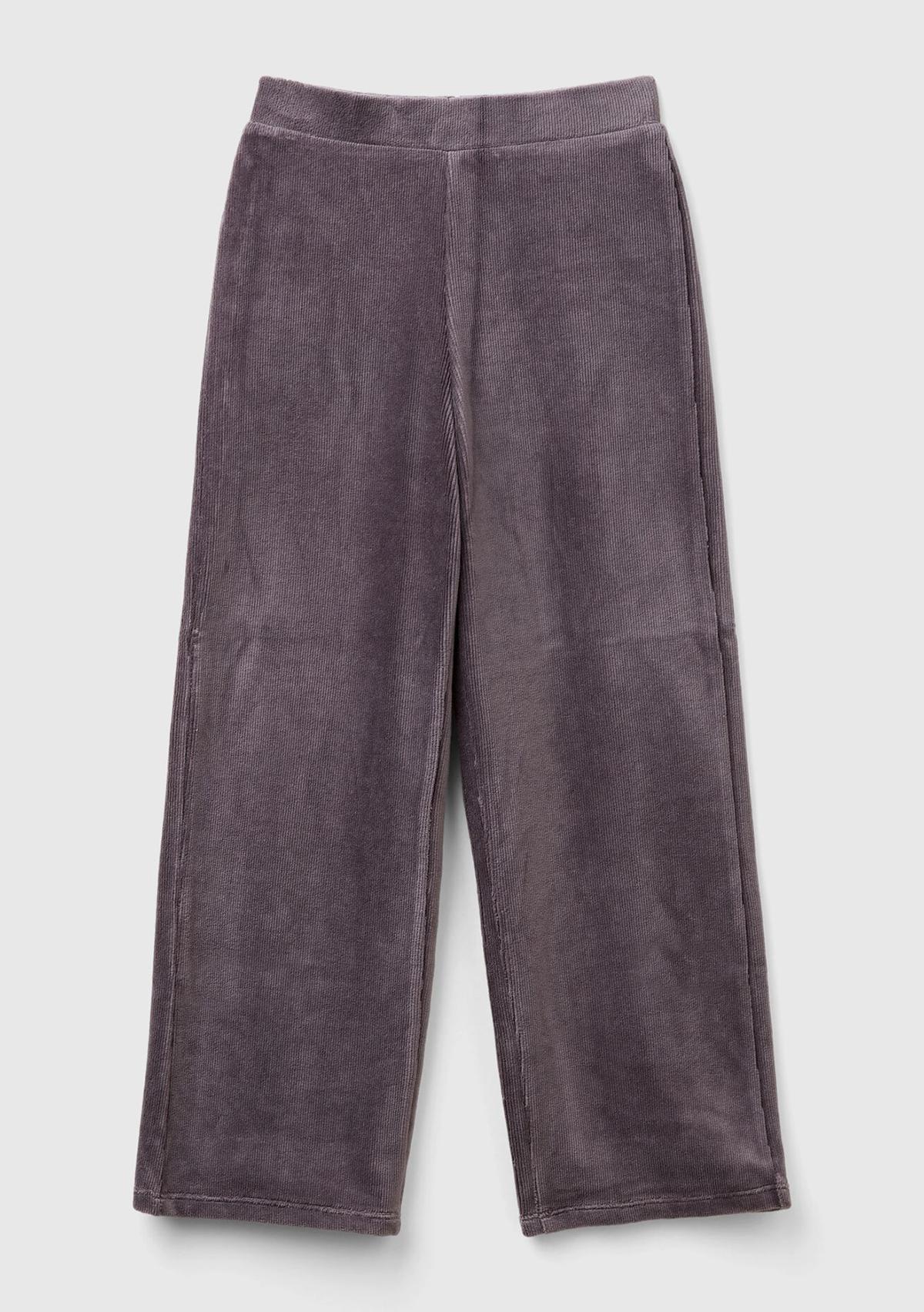  Kız Çocuk Antrasit Arkası Logo İşlemeli Düz Palazzo Pantolon