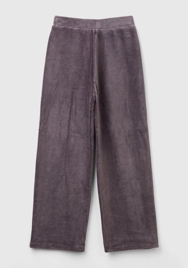  Kız Çocuk Antrasit Arkası Logo İşlemeli Düz Palazzo Pantolon