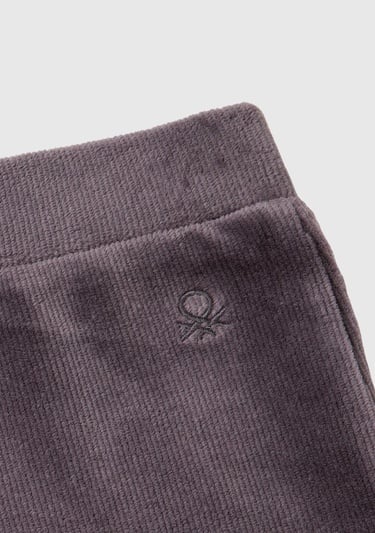  Kız Çocuk Antrasit Arkası Logo İşlemeli Düz Palazzo Pantolon