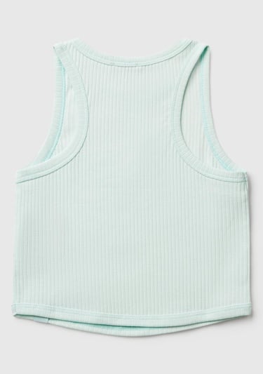  Kız Çocuk Su Yeşili Fitilli Crop Atlet