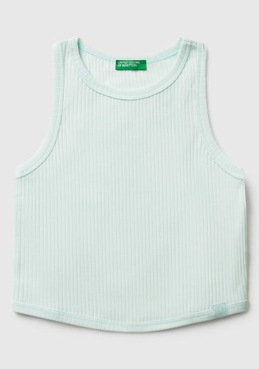  Kız Çocuk Su Yeşili Fitilli Crop Atlet