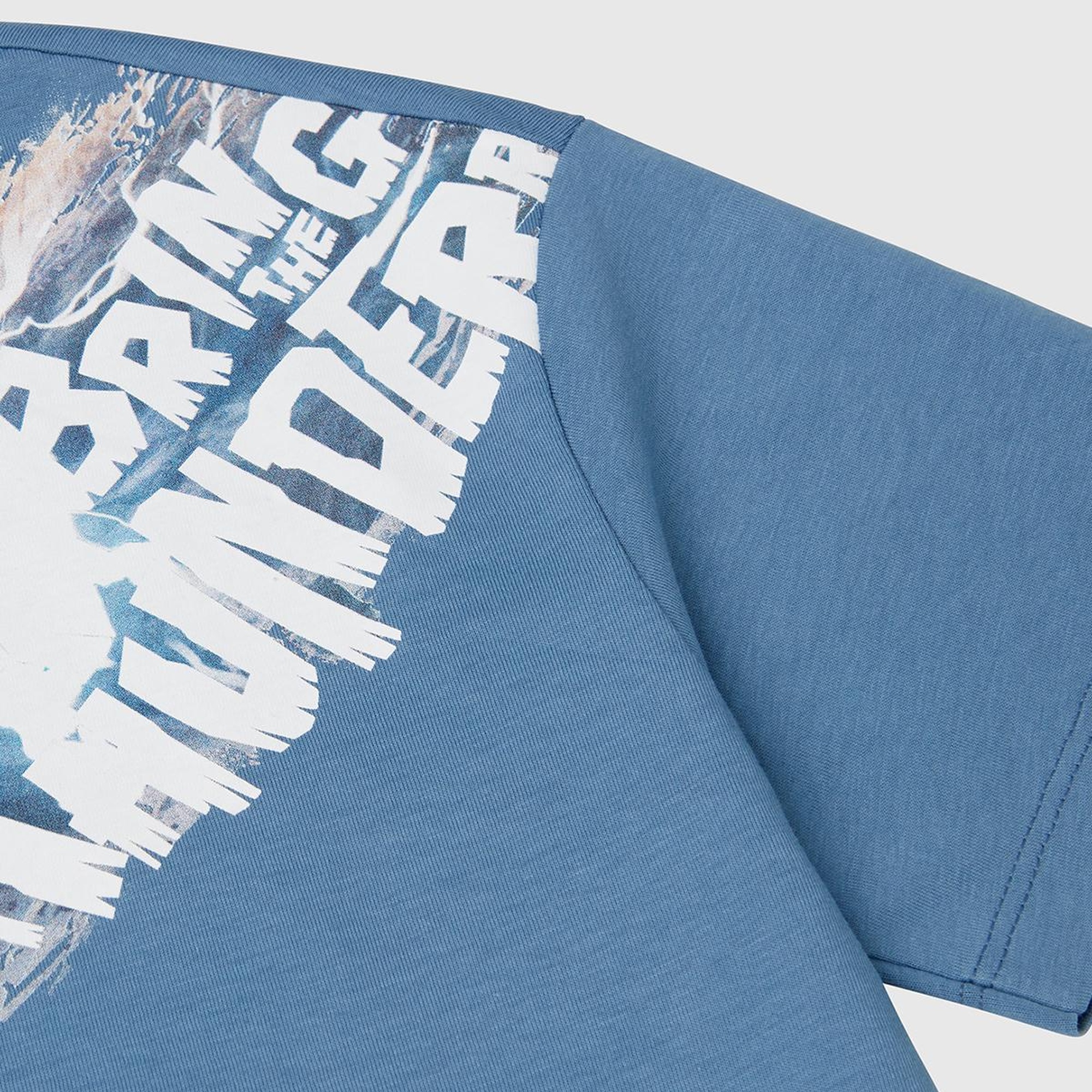 Erkek Çocuk Havacı Mavi Marvel Kahraman Baskılı Logo Etiketli T-Shirt