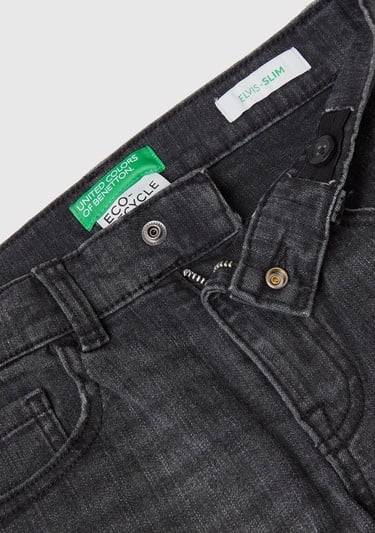  Erkek Çocuk Siyah 5 Cepli Slim Fit Denim Pantolon